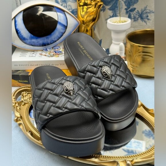 🆕 KURT GEIGER LONDON 🧿 NWOB Meena Eagle Platform Slides Sz EU 39 US 8.5 - Picture 7 of 16